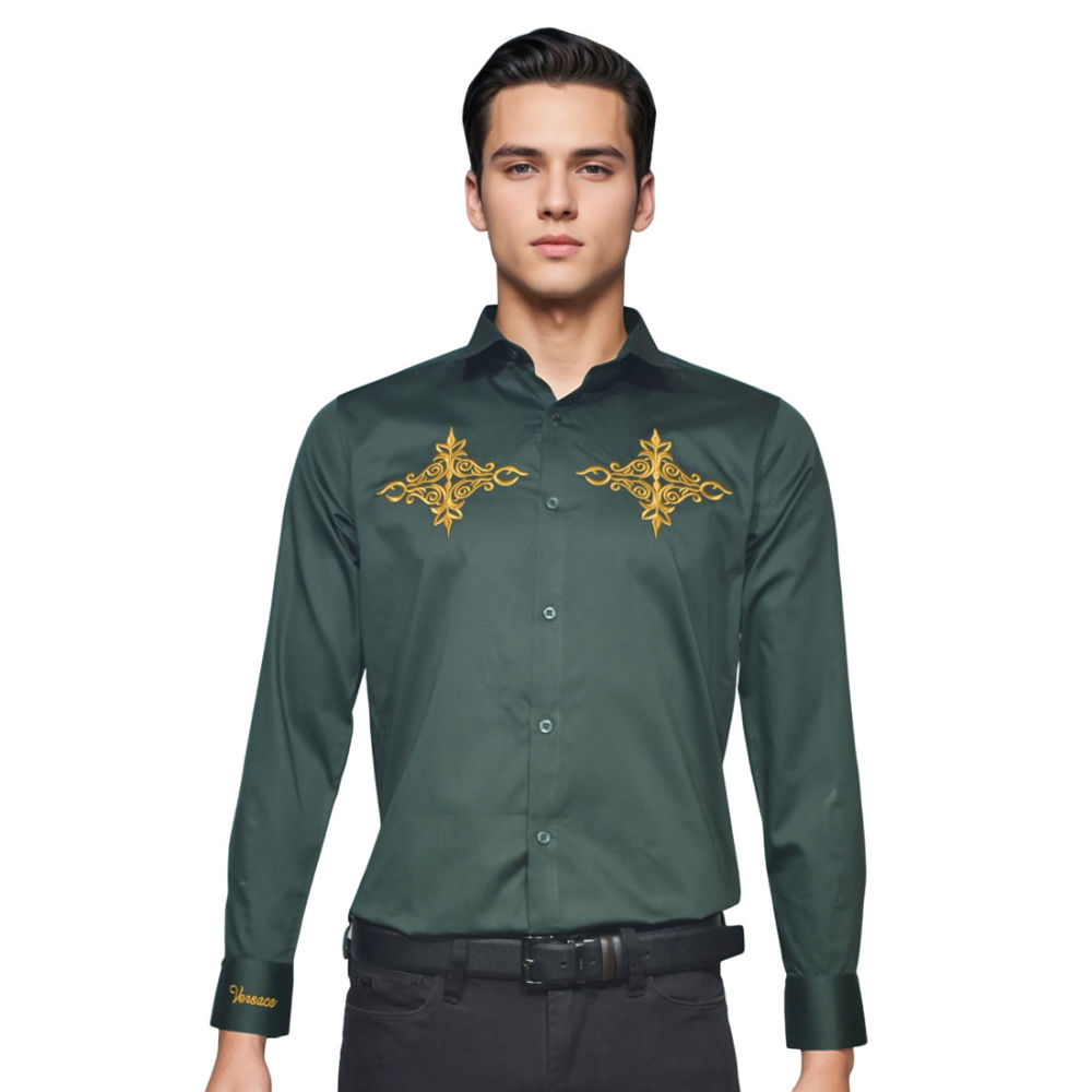 Versace Dark Green Premium Quality Shirt-thumb-0