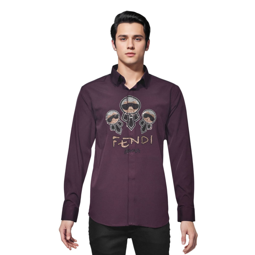 Fendi Wine Premium Quality Designer Shirt-6