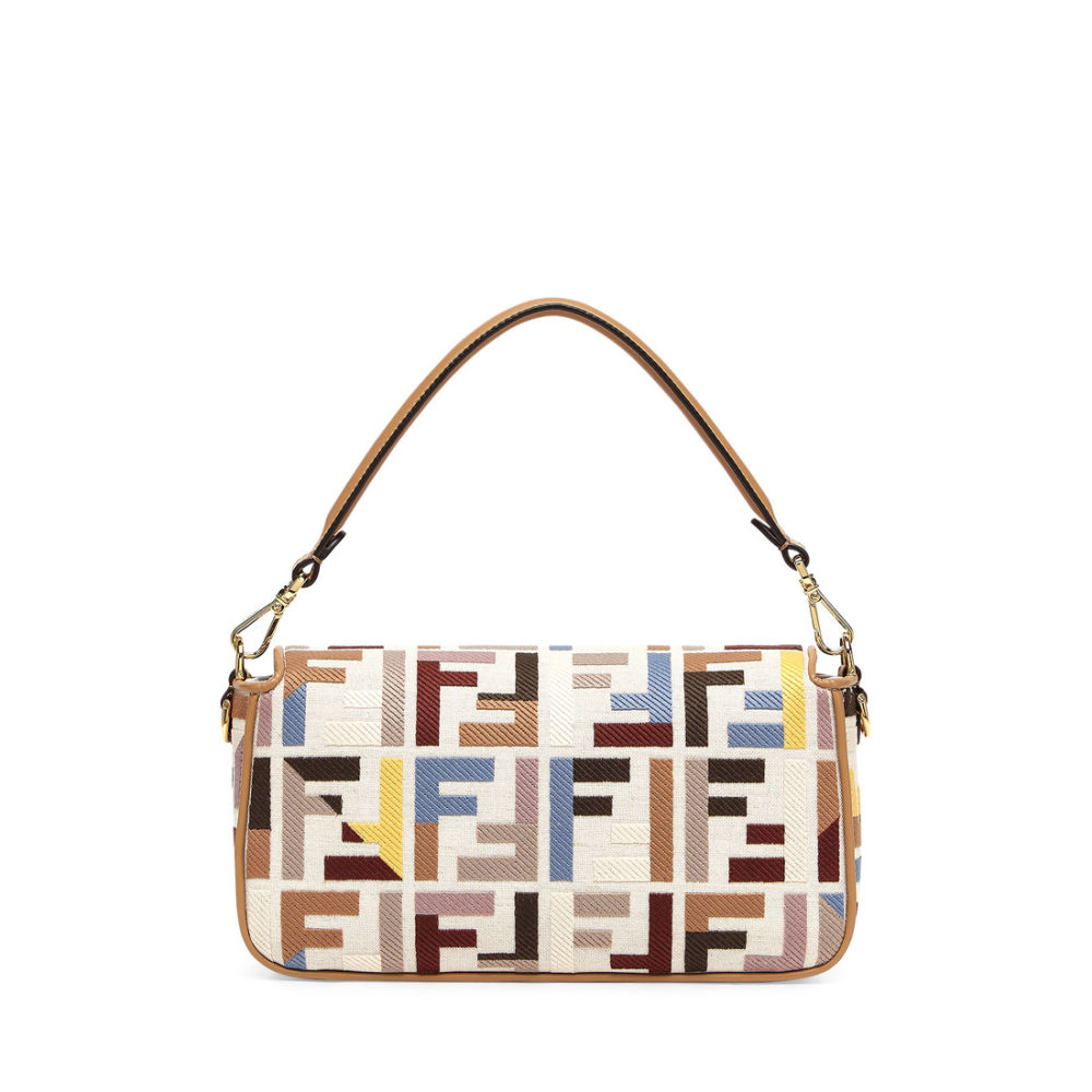 Fendi Baguette FF embroidery Multicolor canvas bag-2