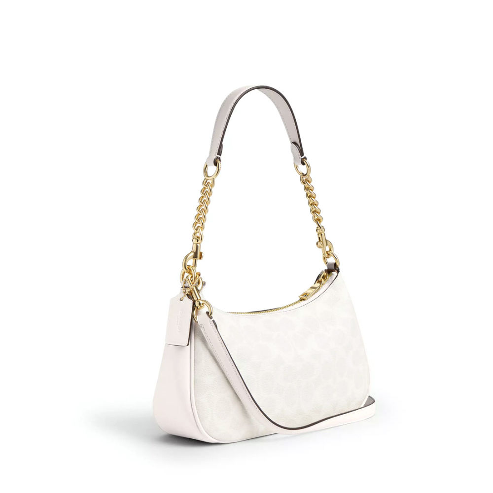 Coach Teri Signature Canvas Shoulder White Bag-thumb-1