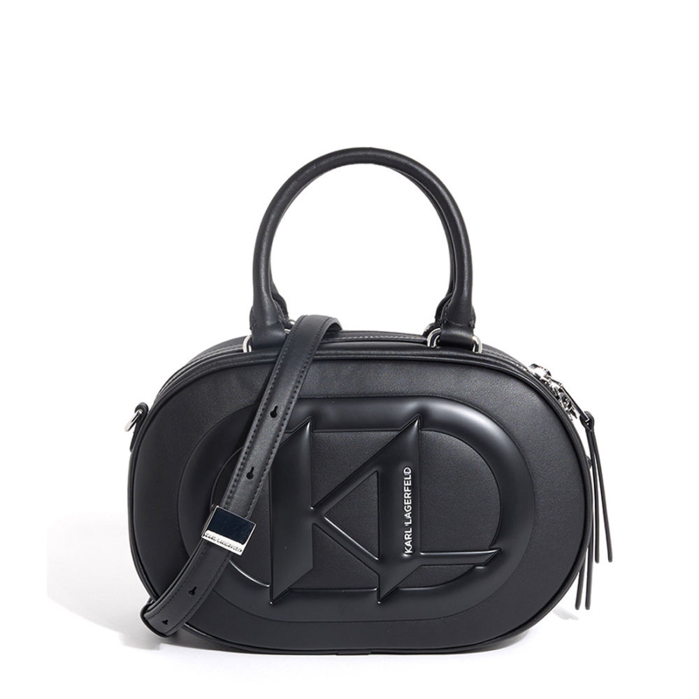 Karl Lagerfeld Textured Logo Detail Black Crossbody Bag-thumb-0