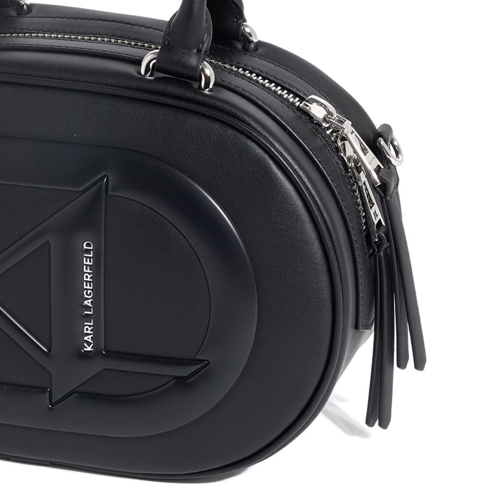 Karl Lagerfeld Textured Logo Detail Black Crossbody Bag-thumb-2