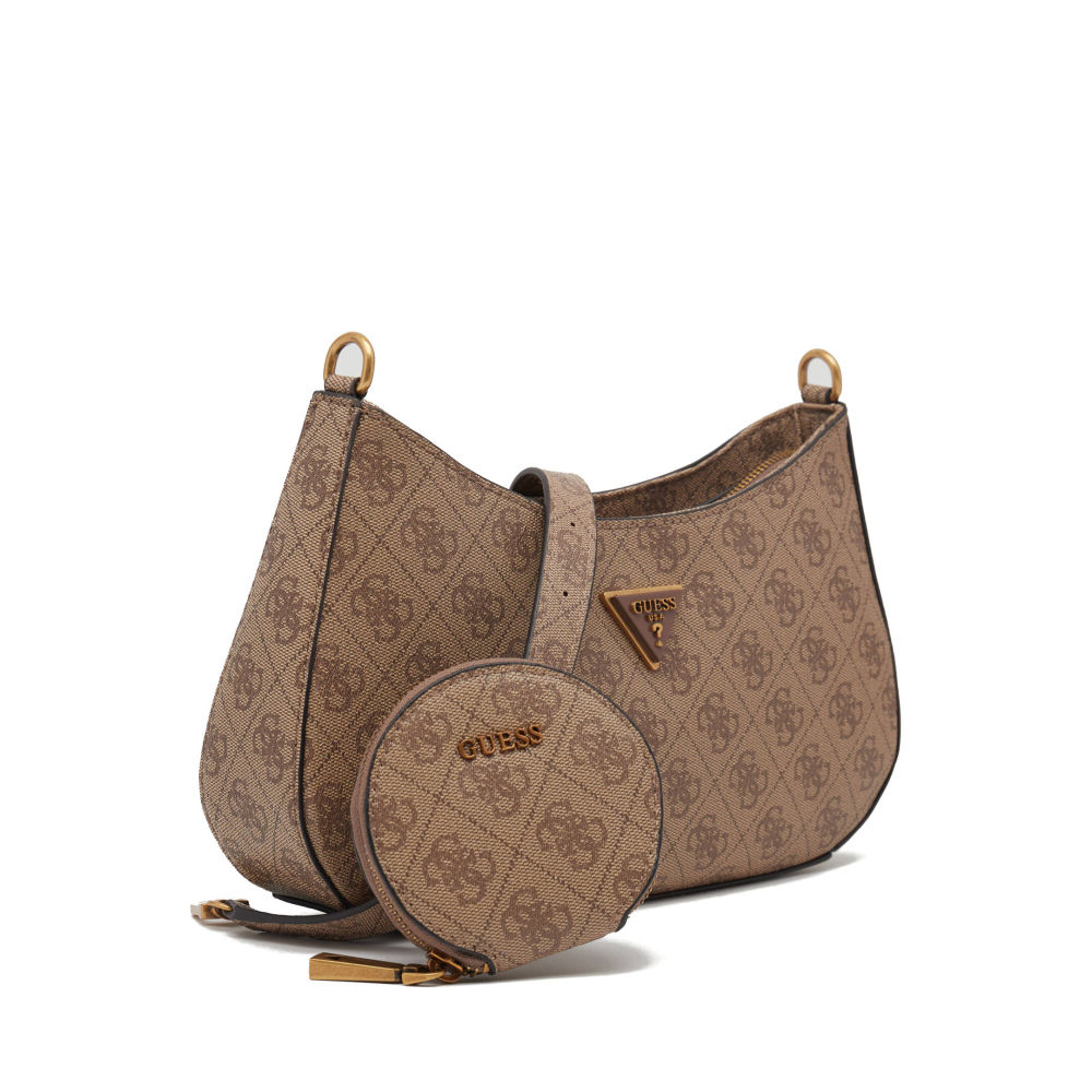 Guess Hobo Alexie Top Zip Brown Shoulder Bag-1