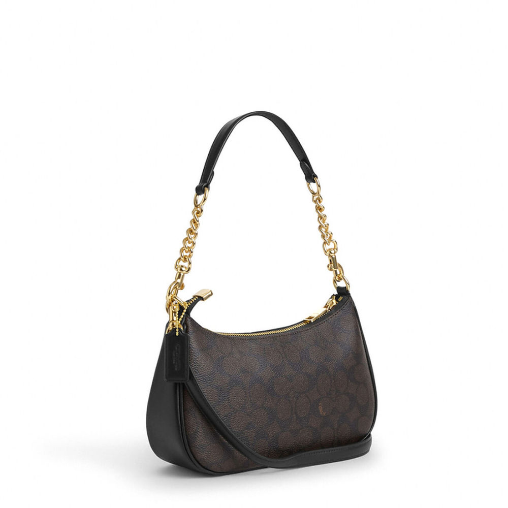 Coach Teri Signature Canvas Shoulder Dark Grey Bag-1