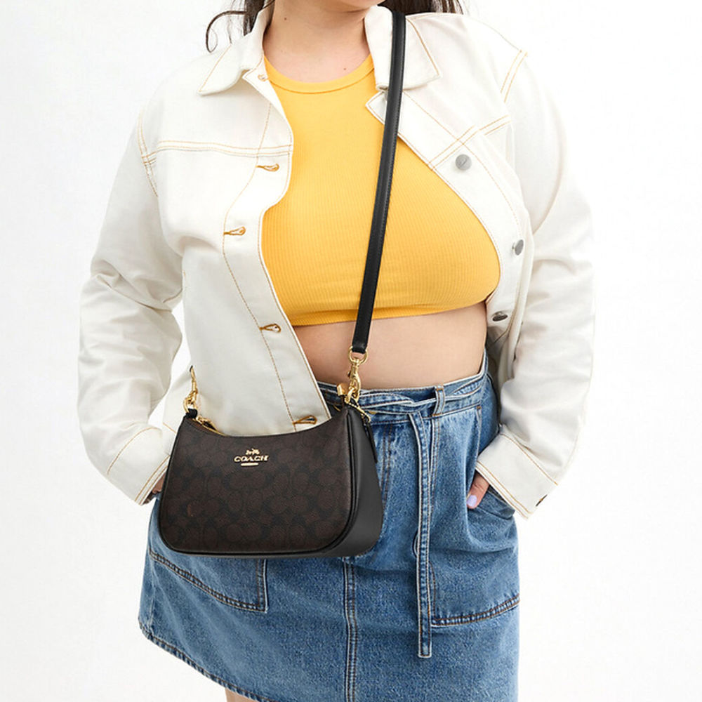 Coach Teri Signature Canvas Shoulder Dark Grey Bag-3