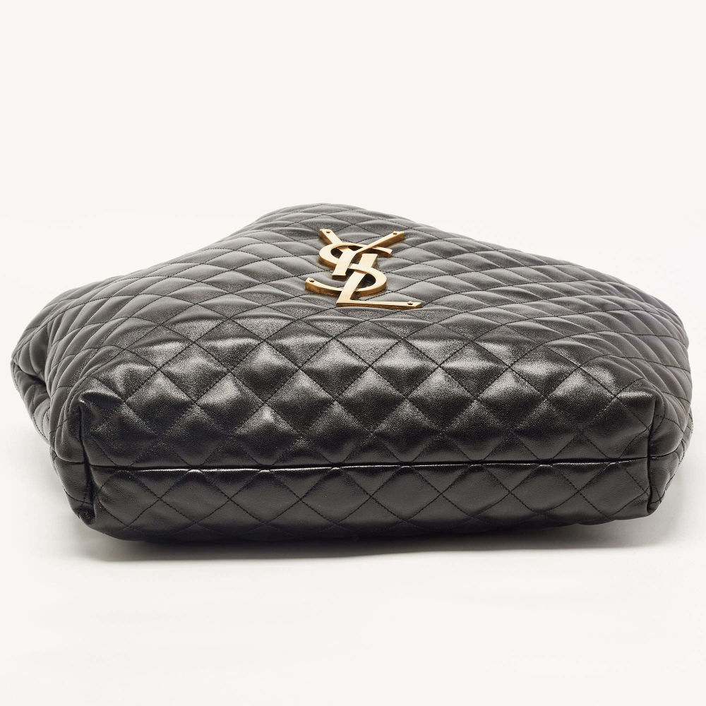 Saint Laurent Black Quilted Leather Maxi Icare Shopping Tote Bag-2