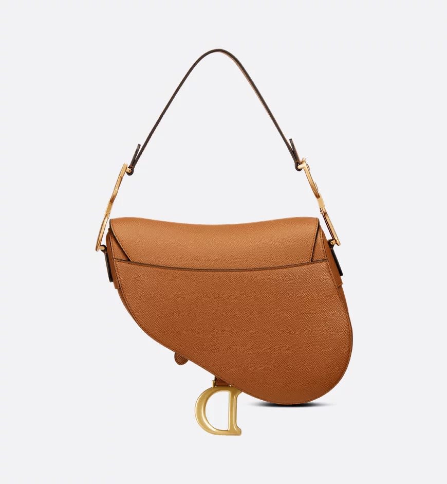 Dior Saddle Bag with Strap Brown Grained skin-1