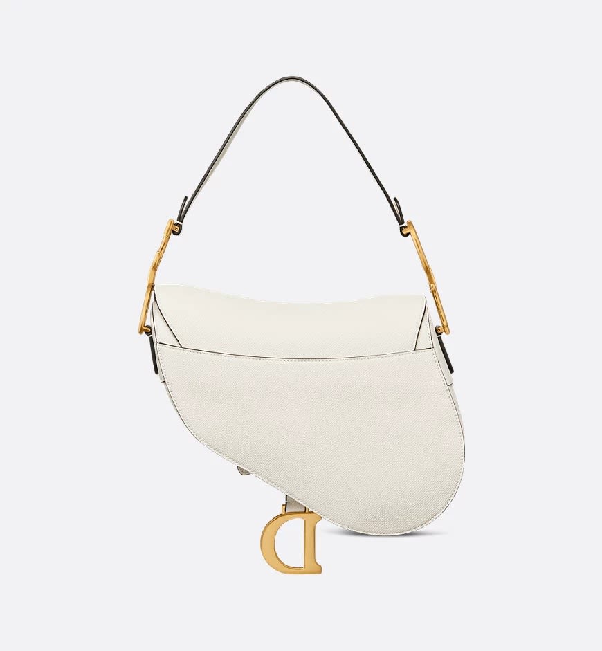 Dior Saddle Bag with Strap White Grained skin-1