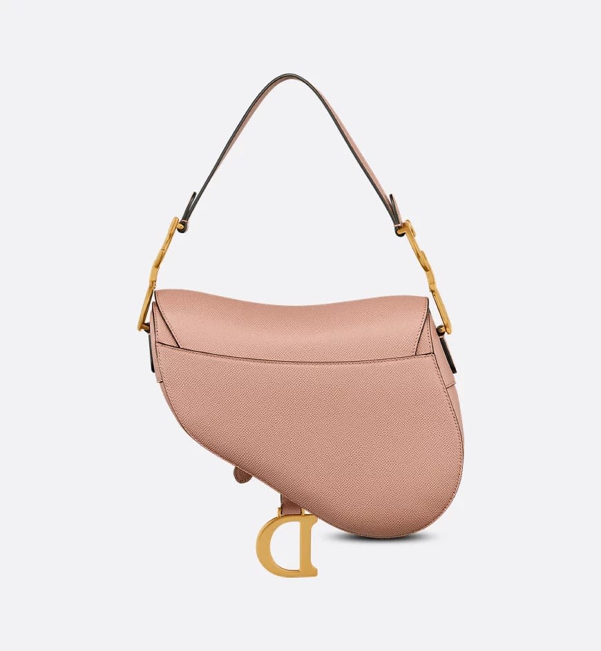 Dior Saddle Bag with Strap Pink Grained skin-1