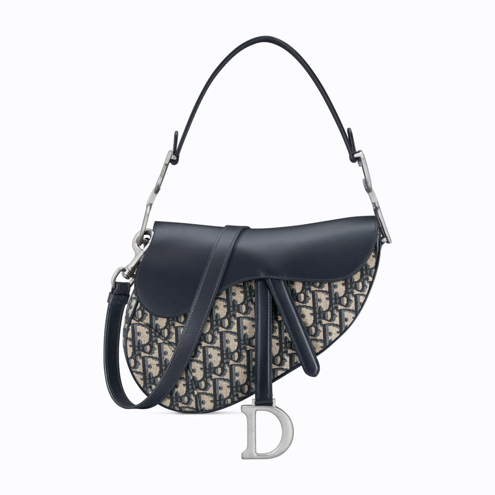 Christian Dior Black Oblique Canvas Mini Dior Saddle Bag-thumb-0