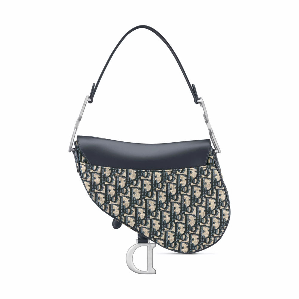 Christian Dior Black Oblique Canvas Mini Dior Saddle Bag-thumb-2