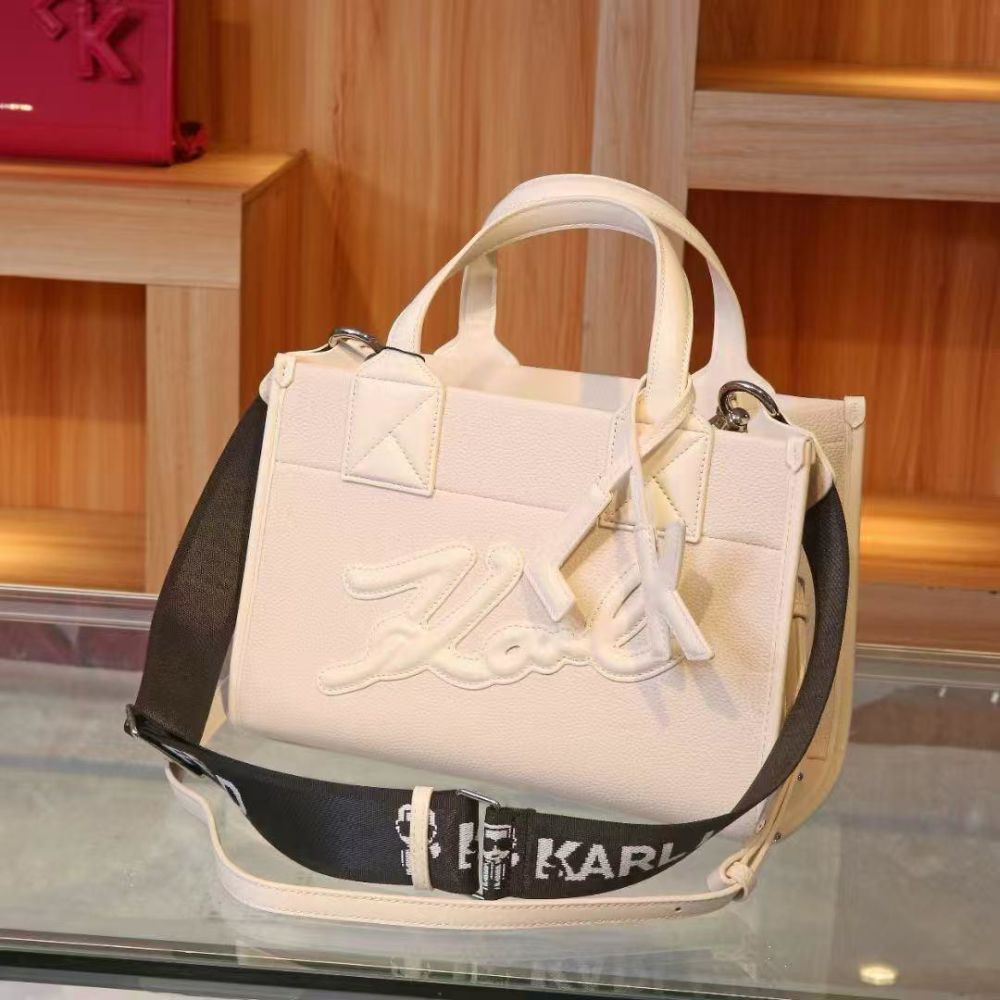 Karl Lagerfeld K/Skuare Grainy White Small Tote bag-thumb-0