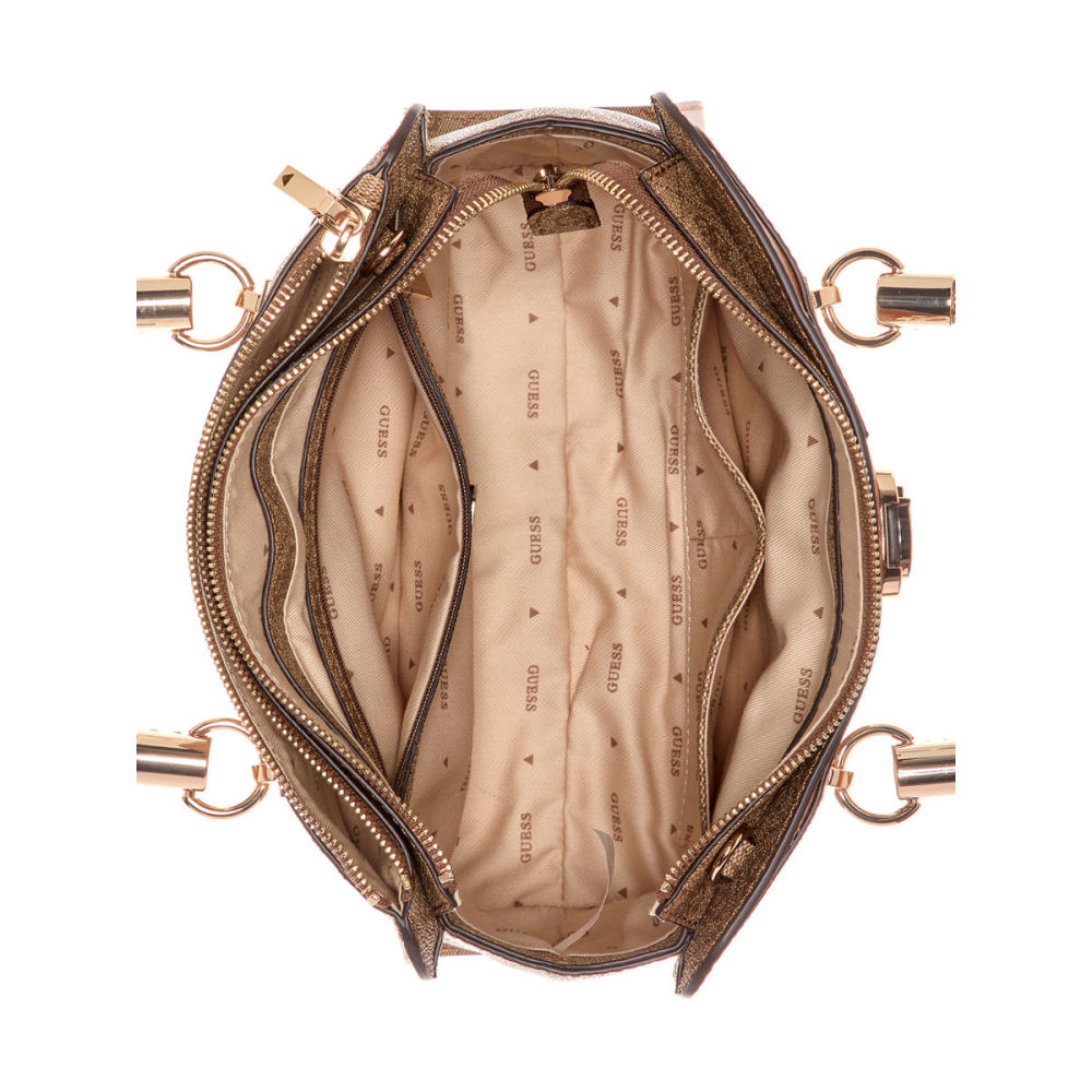 Guess Orlina Logo Society Satchel Brown Shoulder Bag-thumb-2