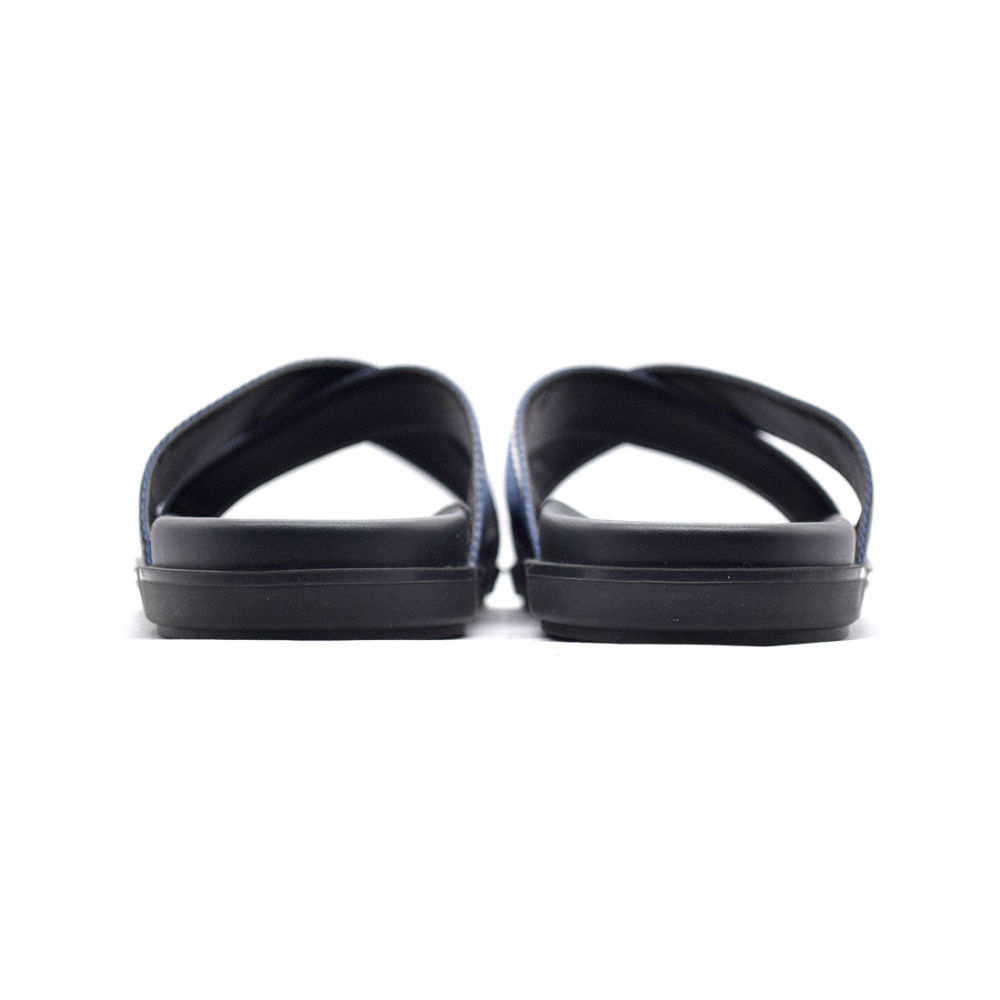 Prada Black/Blue Saffiano leather Crisscross Flip-flops-3