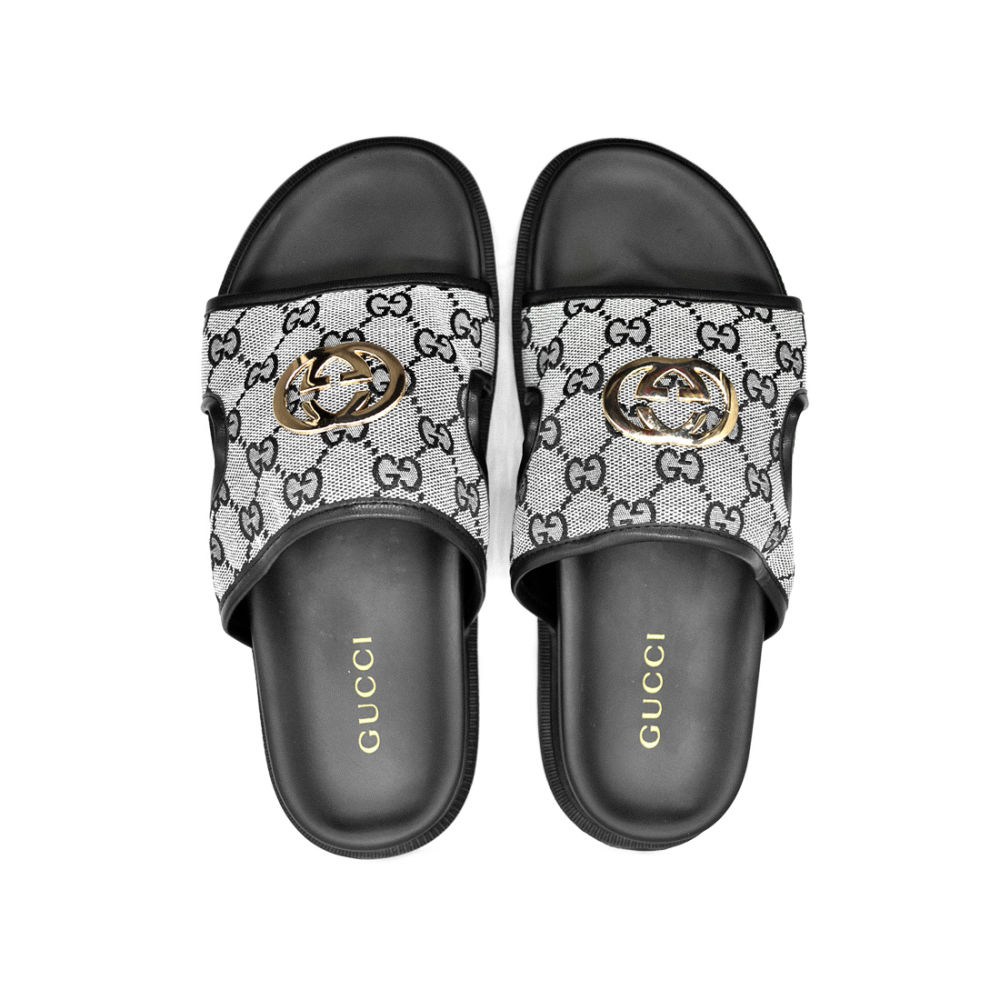 Gucci GG Canvas Grey Mens Flip-flops-4
