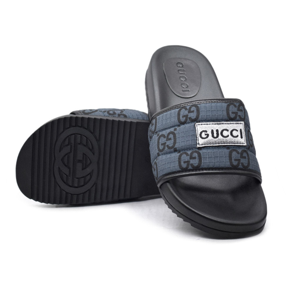 Gucci GG Canvas Black/Blue Mens Flip-flops-5
