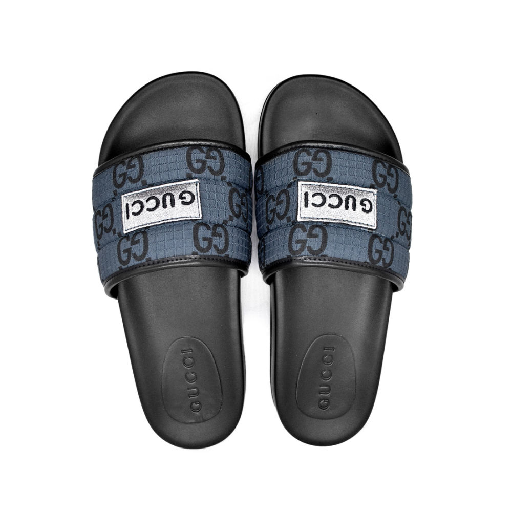 Gucci GG Canvas Black/Blue Mens Flip-flops-4
