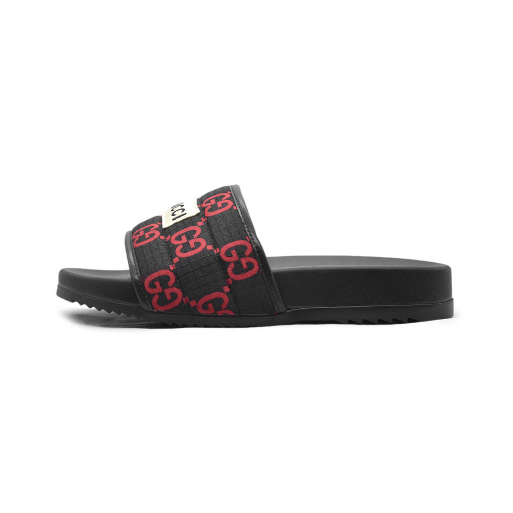 Gucci GG Canvas Black/Red Mens Flip-flops-1