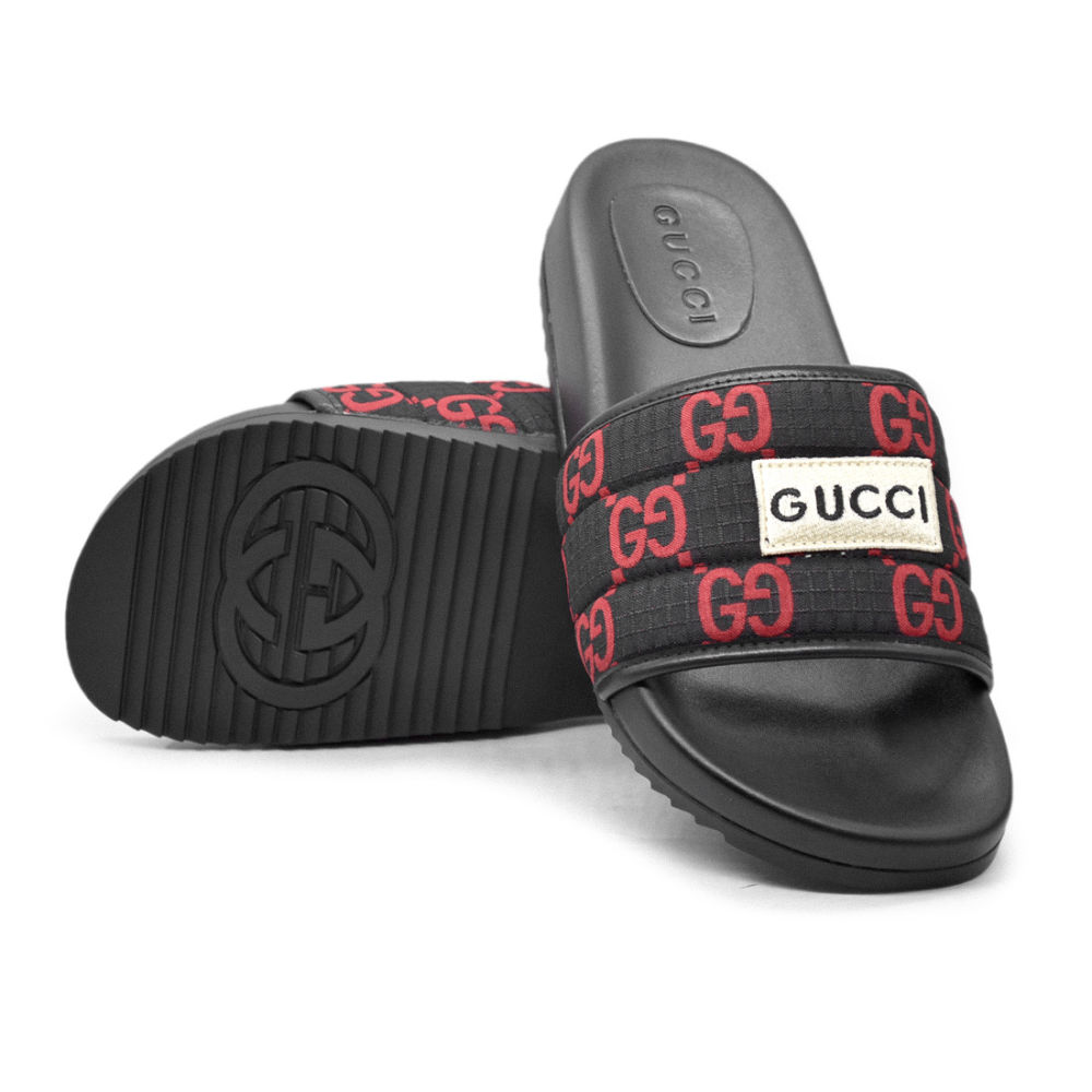 Gucci GG Canvas Black/Red Mens Flip-flops-5