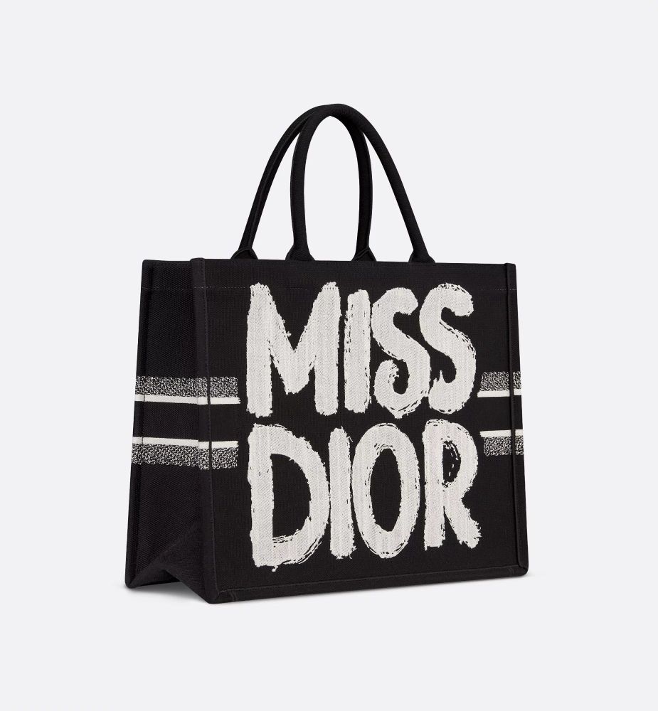 Dior Large Book Black Tote Bag-thumb-1