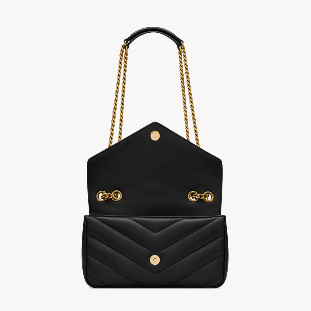 Saint Laurent loulou small in matelassé Black Bag-3