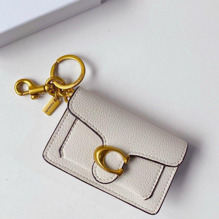 Coach White Mini Tabby Bag Charm In Signature Canvas-1