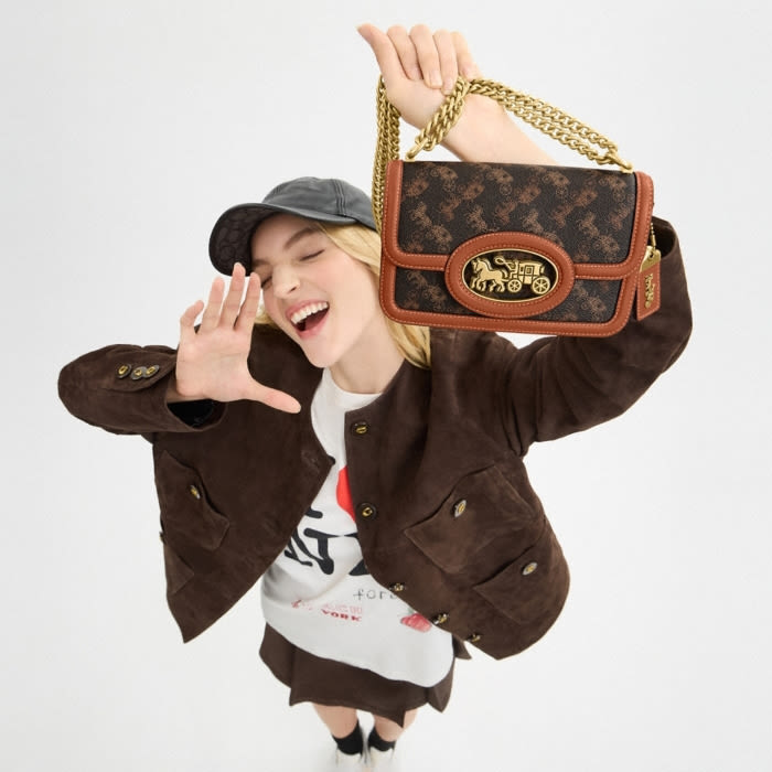 Coach Tabby Chain Clutch Brown Leather Bag-4