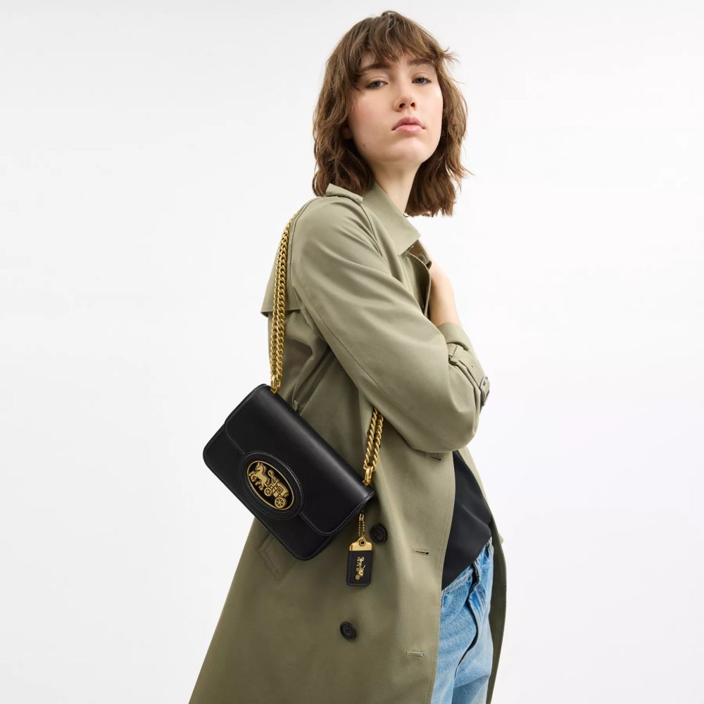 Coach Tabby Chain Clutch Black Leather Bag-6