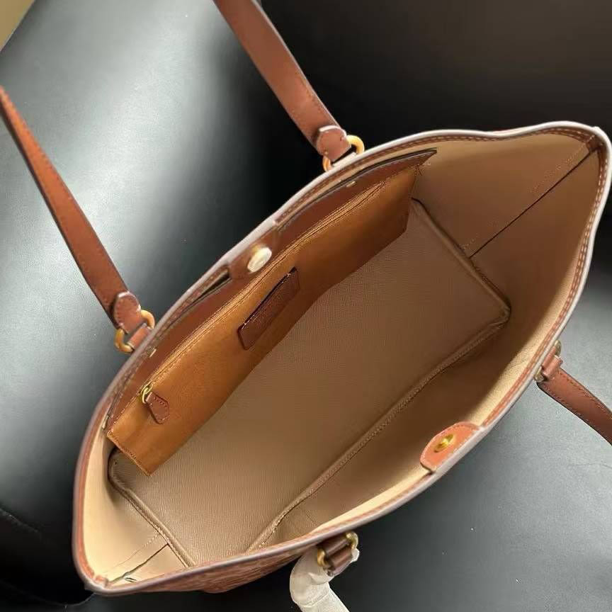 Coach Tabby Clutch Beige Tote Bag-3