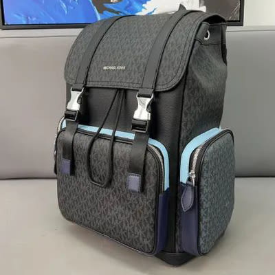 Michael Kors Black & Blue Backpack In Signature Canvas-1
