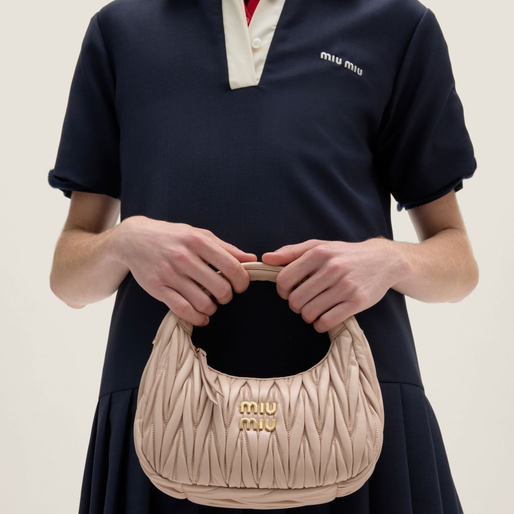 Miu Miu Wander Matlasse Nappa Leather Pink Hobo Bag-6