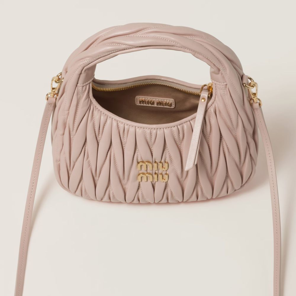 Miu Miu Wander Matlasse Nappa Leather Pink Hobo Bag-3