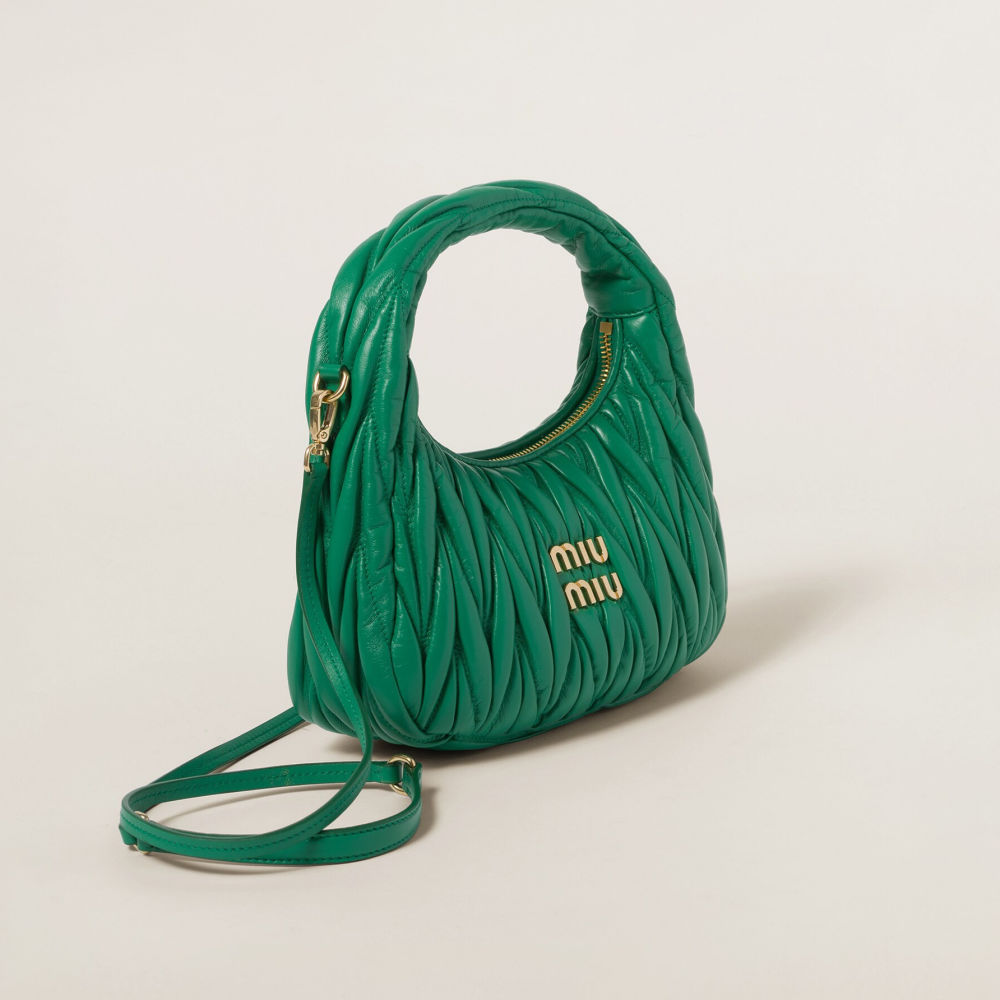 Miu Miu Wander Matlasse Nappa Leather Green Hobo Bag-thumb-2
