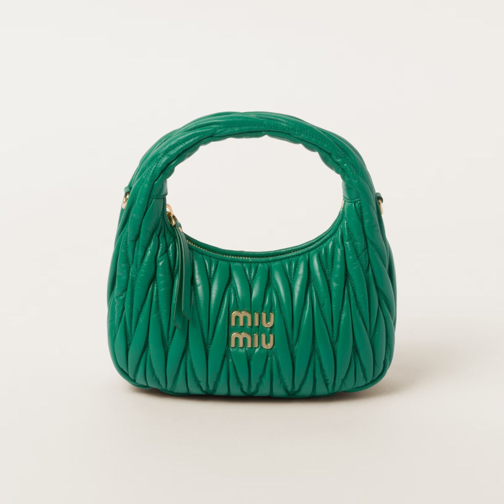Miu Miu Wander Matlasse Nappa Leather Green Hobo Bag-thumb-0