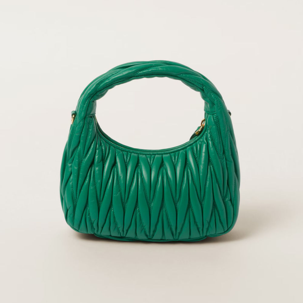 Miu Miu Wander Matlasse Nappa Leather Green Hobo Bag-thumb-1