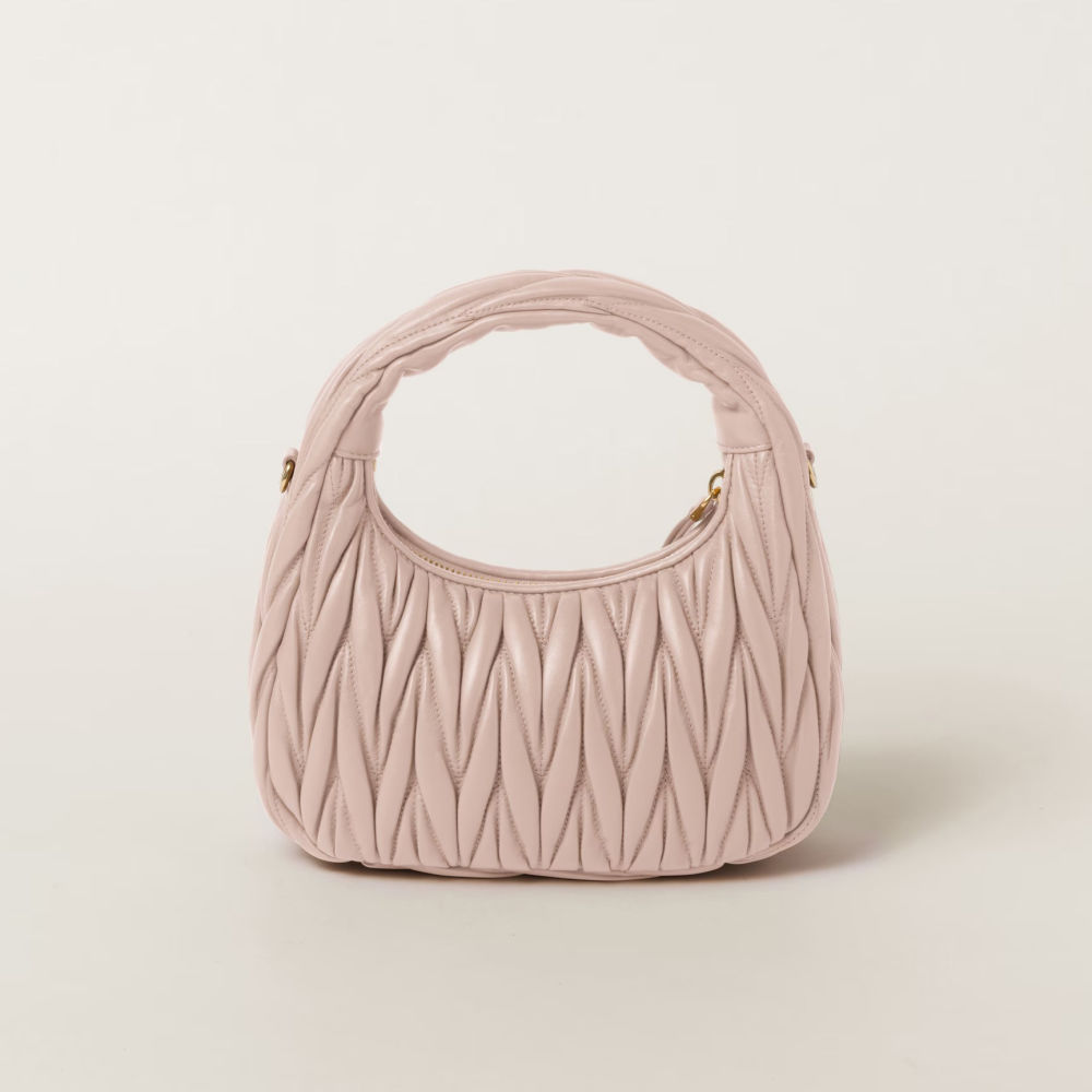 Miu Miu Wander Matlasse Nappa Leather Pink Hobo Bag-1