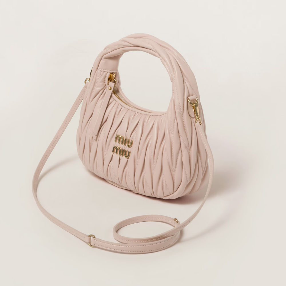 Miu Miu Wander Matlasse Nappa Leather Pink Hobo Bag-2