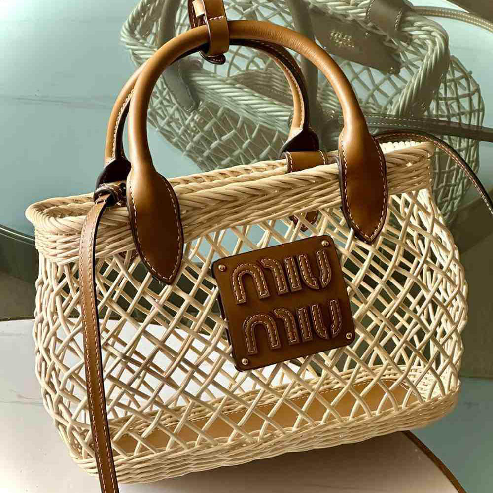 Miu Miu Chrochet Woven Basket Handbag-1