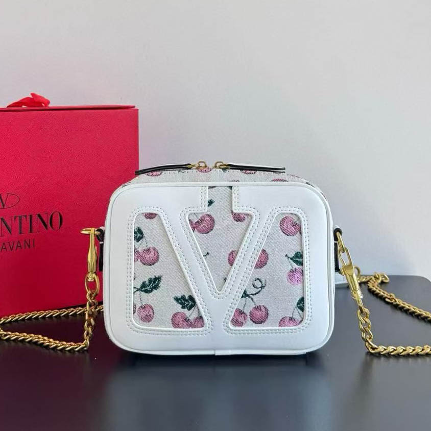 Valentino Viva Superstar V Logo White Sling Bag-thumb-0