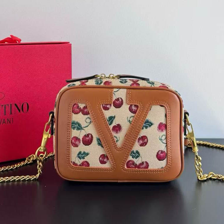 Valentino Viva Superstar V Logo Brown Sling Bag-thumb-0