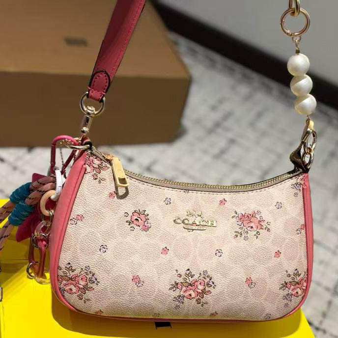 Coach Teri Floral Contrast Shades Pink Shoulder Bag-thumb-0