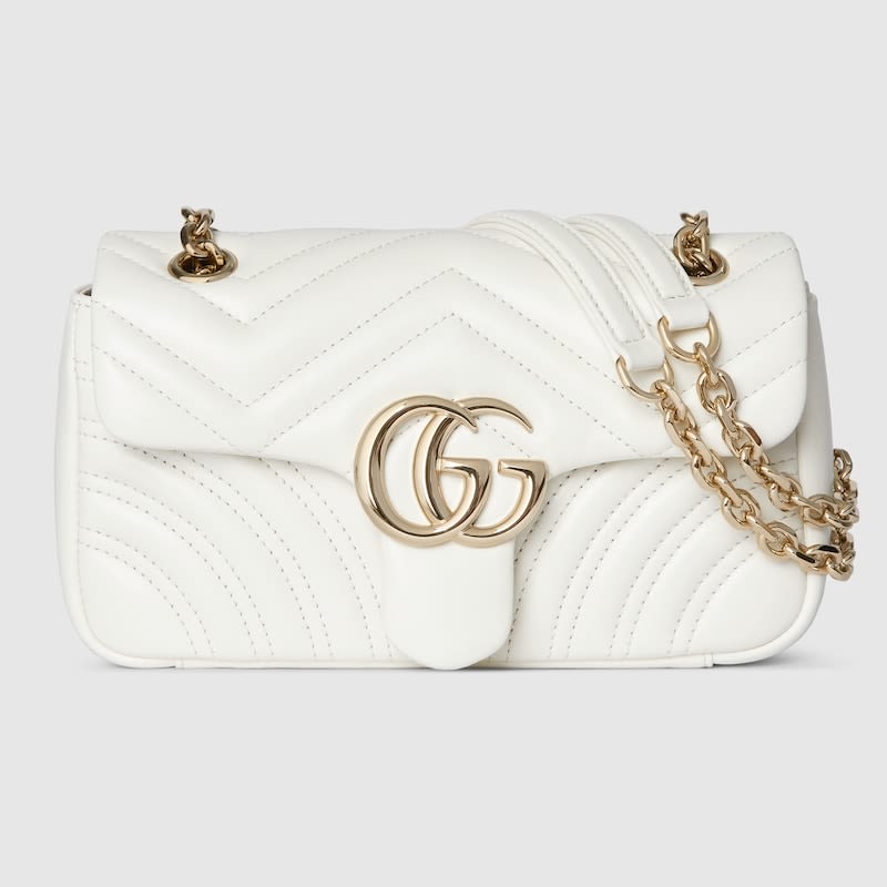 Gucci Matelasse Super Mini GG White Marmont Bag-6