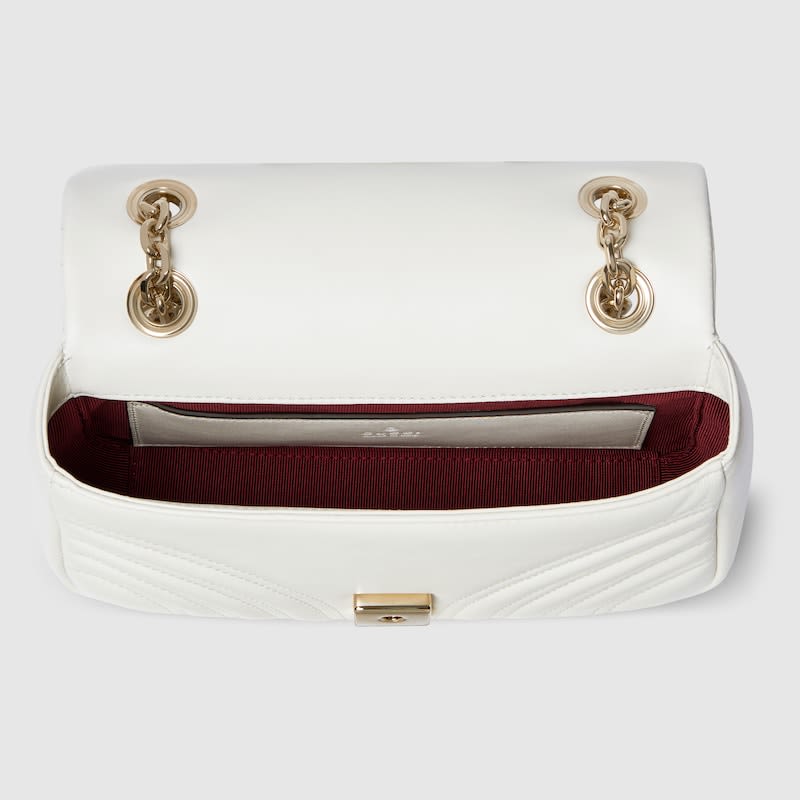 Gucci Matelasse Super Mini GG White Marmont Bag-3