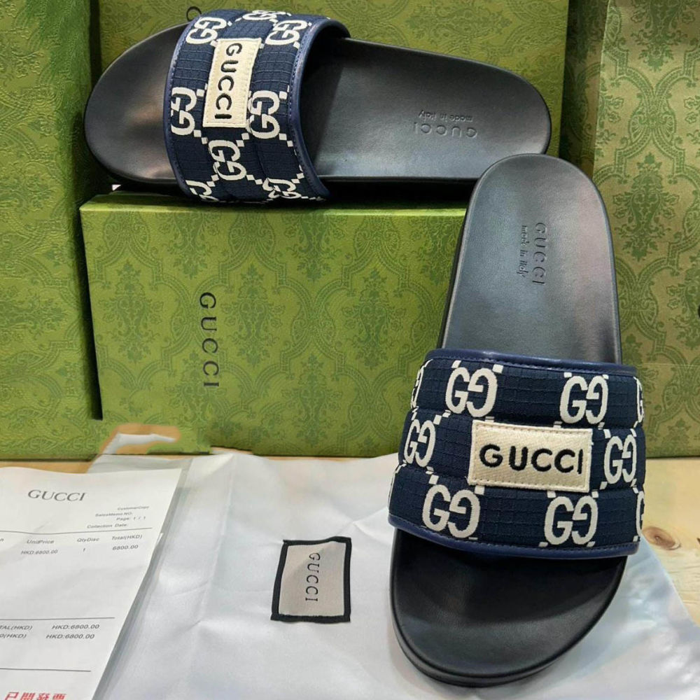 Gucci GG Canvas Blue Men's Flip-flops-thumb-0
