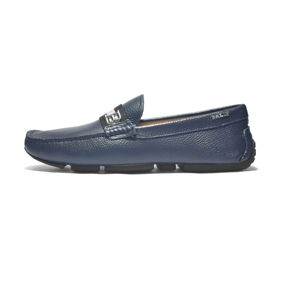 Bally Navy Blue Karlos Kerbs Drivers with Stripe Loafers-1