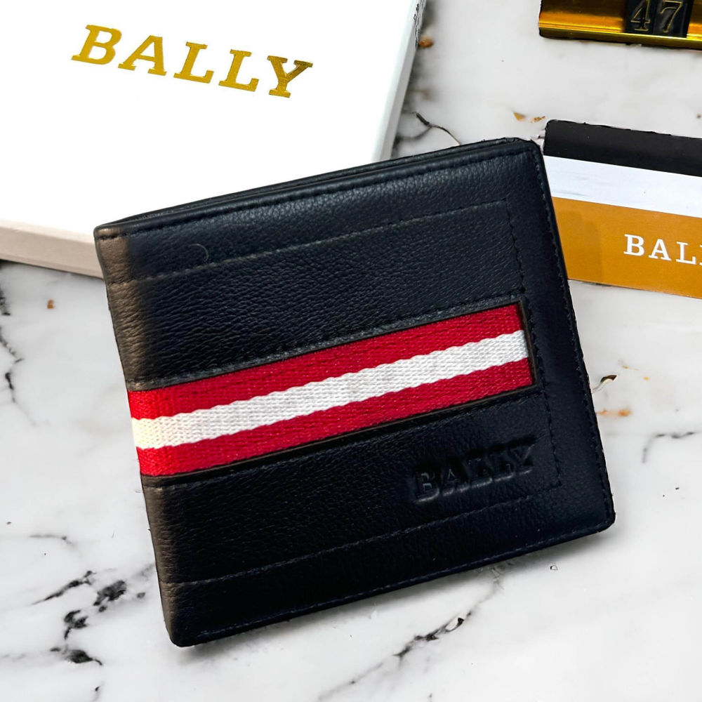 Bally Black Leather Compact Wallet-2