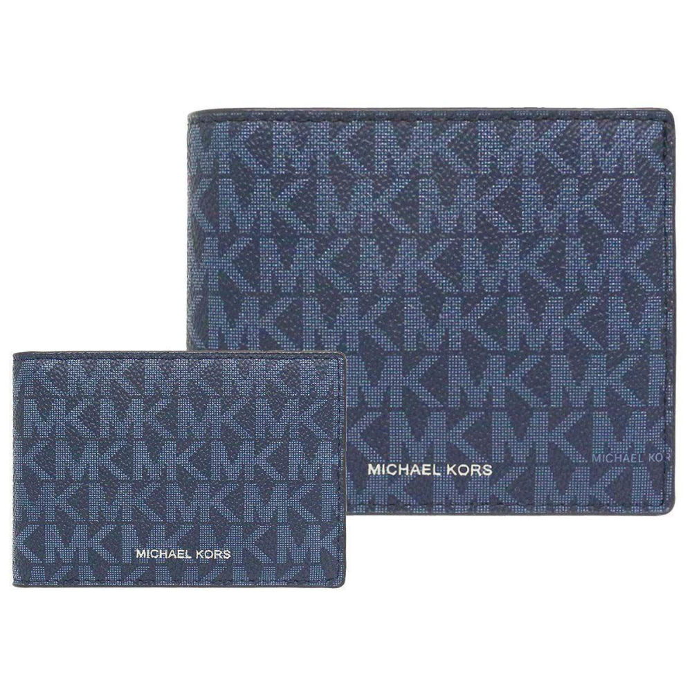 Michael Kors Blue Leather Compact Wallet-thumb-0