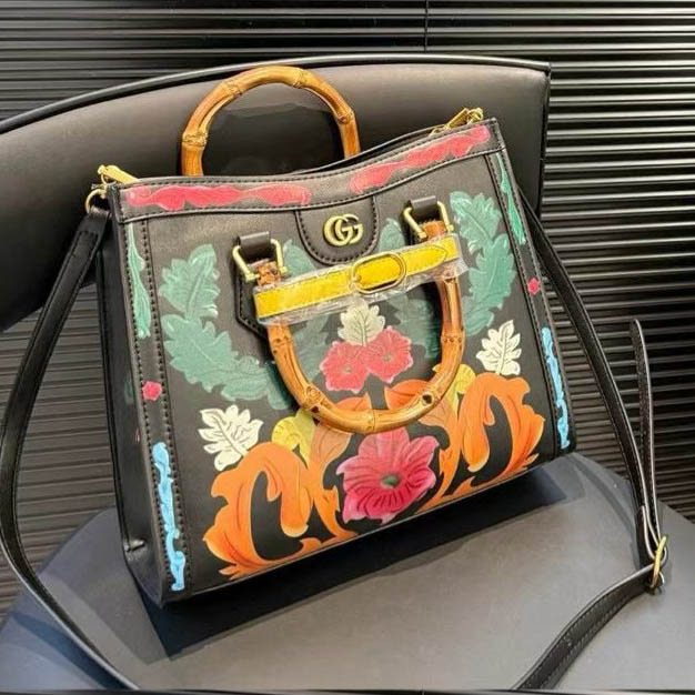 Gucci Diana Black Floral Bag-thumb-0