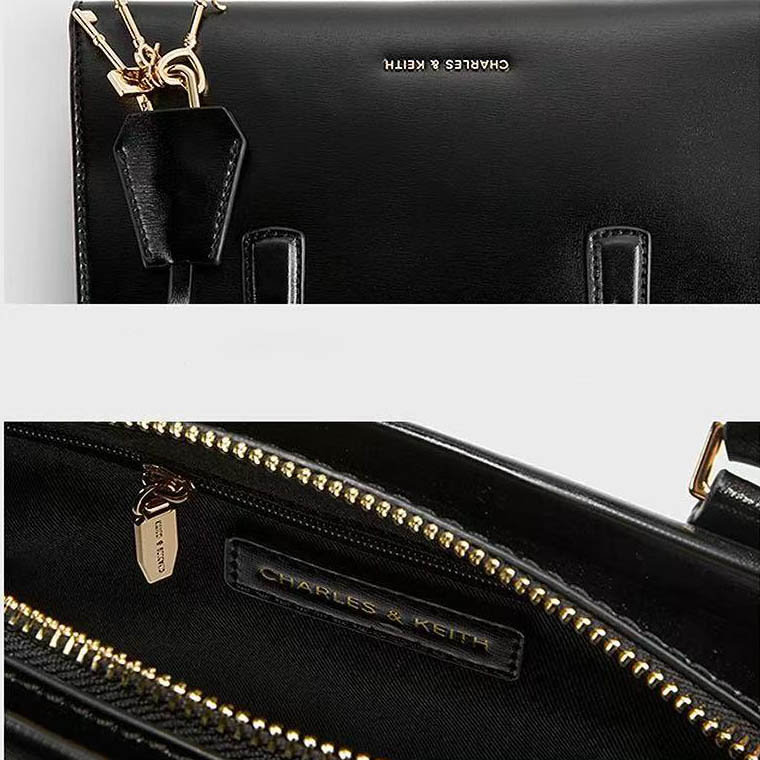 Charles & Keith Kerry Mini Shape Black Tote Bag-thumb-2