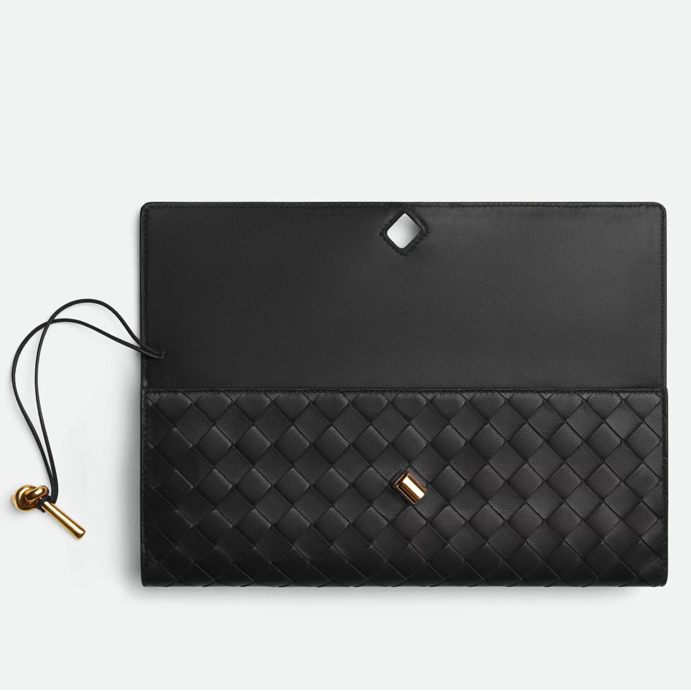 Bottega Veneta Long Andiamo Black Clutch Bag-thumb-2